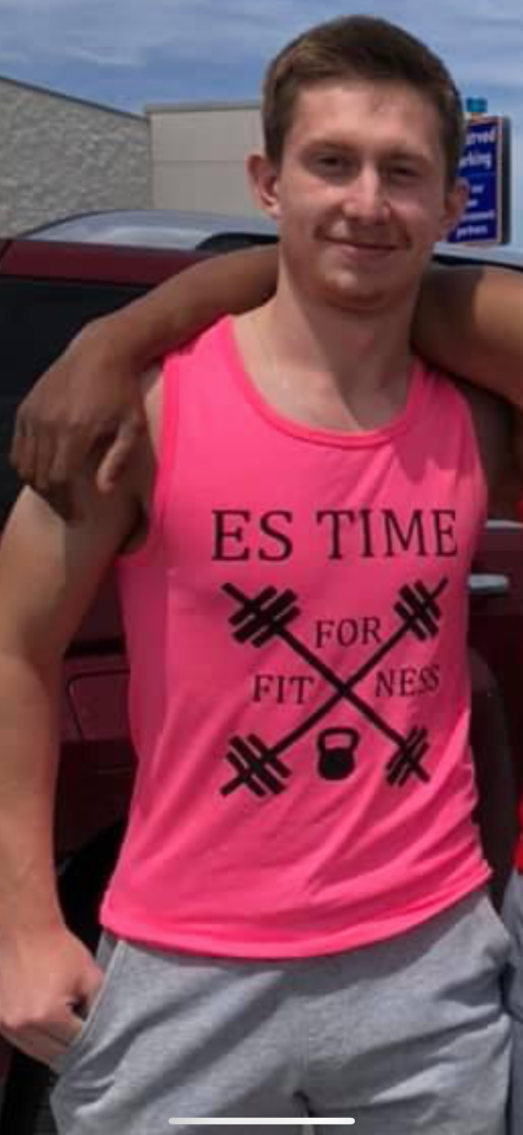ES TIME FOR FITNESS Tank Top Pink  Black Logo