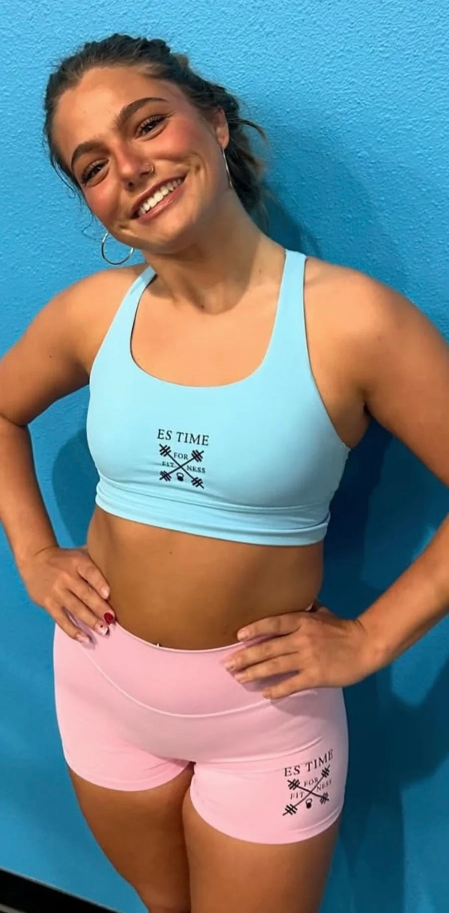 Light Blue ES TIME FOR FITNESS Sports Bra