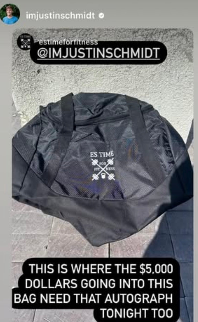 BLACK ES TIME FOR FITNESS Gym Bag With White Logo
