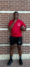 Load image into Gallery viewer, Red ES TIME FOR FITNESS Dri Fit shirt White Logo front and back
