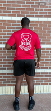 Load image into Gallery viewer, Red ES TIME FOR FITNESS Dri Fit shirt White Logo front and back
