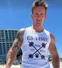 Load image into Gallery viewer, ES TIME FOR FITNESS  Tank Top  White Black Logo
