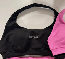 Load image into Gallery viewer, Black ES TIME sports bra
