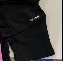 Load image into Gallery viewer, Black ES TIME shorts ( front and back logo)
