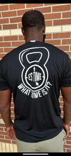 Load image into Gallery viewer, Black ES TIME FOR FITNESS Dri Fit shirt White Logo front and back
