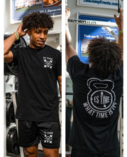 Load image into Gallery viewer, ES TIME FOR FITNESS Black Shirt White Logo

