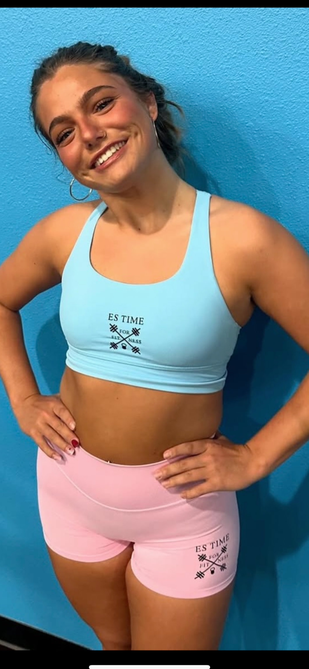 Light Blue ES TIME FOR FITNESS Sports Bra