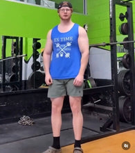 Load image into Gallery viewer, ES TIME FOR FITNESS Tank Top Blue  White Logo
