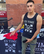 Load image into Gallery viewer, ES TIME FOR FITNESS Tank Top Black White Logo
