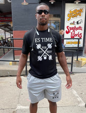 Load image into Gallery viewer, ES TIME FOR FITNESS Dri Fit  Black Shirt White Logo
