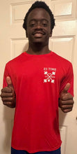 Load image into Gallery viewer, Red ES TIME FOR FITNESS Dri Fit shirt White Logo front and back
