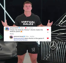 Load image into Gallery viewer, 5 inch seam ES TIME FOR FITNESS  Black Gym Shorts With White Logo  ( YES THEY HAVE POCKETS)
