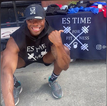 Load image into Gallery viewer, Black ES TIME FOR FITNESS  Hat (Trucker Cap) With White Logo
