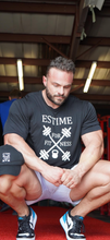 Load image into Gallery viewer, ES TIME FOR FITNESS Dri Fit  Black Shirt White Logo
