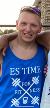 Load image into Gallery viewer, ES TIME FOR FITNESS Tank Top Blue  White Logo
