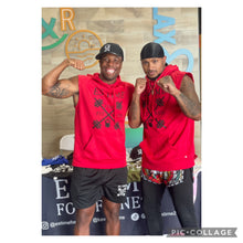 Load image into Gallery viewer, ES TIME FOR FITNESS Red Sleeveless Hoodie Black Logo
