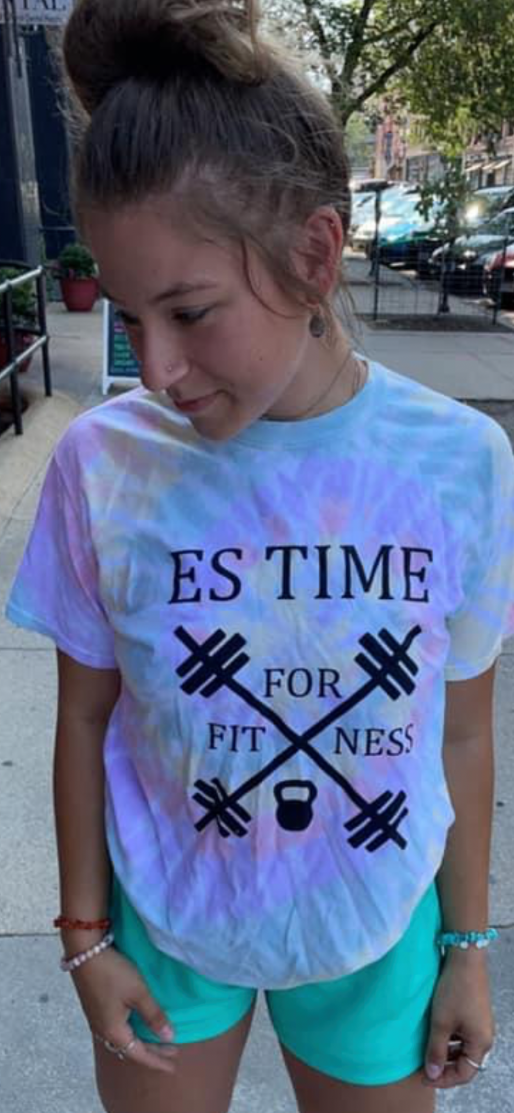 ES TIME FOR FITNESS  TIE DYE (Pastel color) Shirt Black Logo Different Sizes
