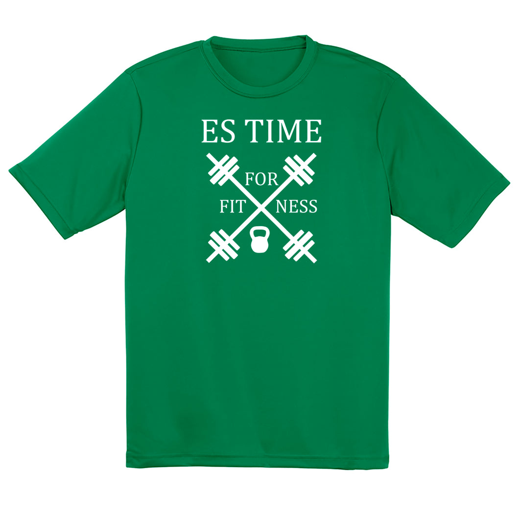 ES TIME FOR FITNESS Dri Fit Green Shirt White Logo