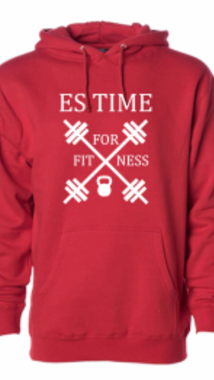 ES TIME FOR FITNESS Red Hoodie White Logo